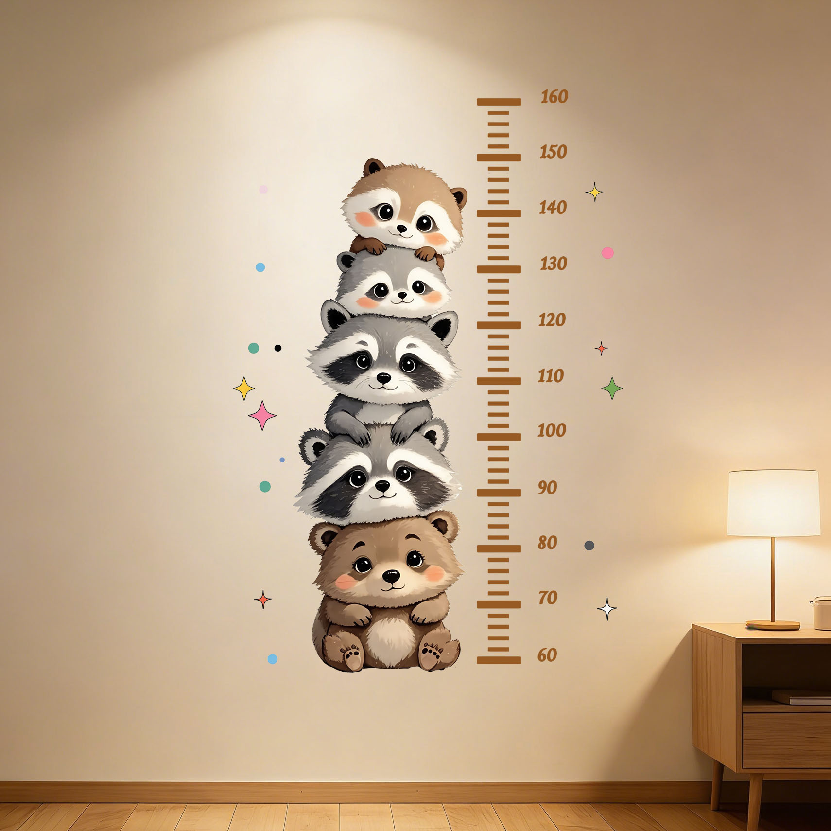 Niedliche Waschbär-Höhen-Wanda – Pvc Panel Background Bewertung und Preis